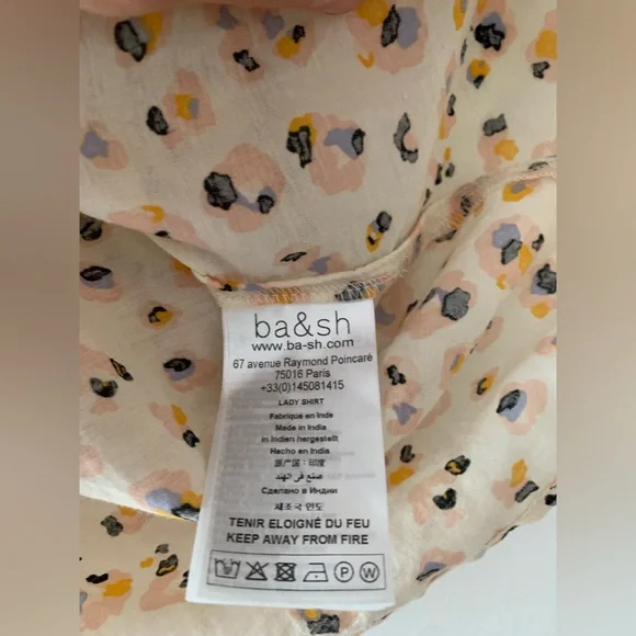 ba&sh Cream Ruffle Blouse with abstract Print - Picture 7 of 8